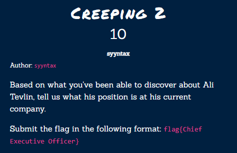 Creeping 2 Challenge Description