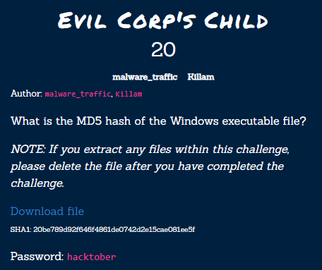 Evil Corp's Child 1 Challenge Description